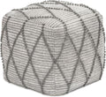 Anji Mountain Pouf Ottoman Foot Rest, Handmade Ottoman Pouf, Comfortable Foot Stool, Decorative Floor Seating for Living Room Decor, Bedroom & Home Décor Accent - Warm Gray