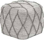 Anji Mountain Pouf Ottoman Foot Rest, Handmade Ottoman Pouf, Comfortable Foot Stool, Decorative Floor Seating for Living Room Decor, Bedroom & Home Décor Accent - Warm Gray