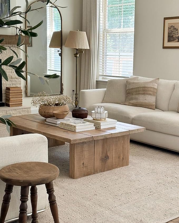 S & L Homes Jute Cotton Hand Woven Natural Farmhouse Area Rug for Living Room - Rustic Vintage Bohemian Décor - (9' x 12' Natural)