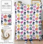 Throw Blanket for Couch, 300GSM Warm Soft Cozy Flannel Blanket, Cute Blanket for All Seasons Bedroom Home Decor Gifts, Colorful Dog Paws 50x60 Inches