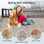 GarveeHome Scalloped Washable Rugs 10x13 Rug for Living Room Modern Bedroom Rug Brown Large Area Rug Non Slip Throw Rugs Soft Low Pile Stain Resistant Carpet for Dorm Dining Room 10'x13' Brown
