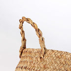 Woven Seagrass Belly Basket for Storage, Laundry, Picnic, Plant Pot Cover, and Grocery and Toy Storage (Black, Large)