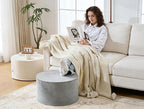 Large 22" Sturdy Ottoman Pouf for Living Room, Bedroom, Playroom, High Density Foam Filling Footrest, Side Table, Extra Seating Home College Dorm Décor Extra Firm (Gray)