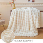 LIFEREVO Luxury Fluffy Faux Rabbit Fur Throw, Plush Fuzzy Bubble Blanket for Couch Sofa, Soft Cute Furry Bed Blanket Home Decoration, Shaggy Ivory Throw for Bedroom Living Room Office, 50x60, Beige