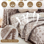 ROOMLIFE Brown Couch Covers for Sofa, Sofa Covers Washable Non Slip Furniture Protector Couch Sofa Covers for 3 Cushion Couch, Breathable Sofa Slipcovers Couch Cover Blanket with Tassels 71" X 150"