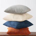 MIULEE Blue Rust Throw Pillow Covers 18x18 Inch Set of 4 Boho Farmhouse Cushion Cases Soft Corduroy Nordic Corduroy Pillow Cases Patchwork Home Decor for Couch Sofa Bedroom