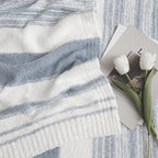 WRENGONGE Grey Blue Throw Blanket, 60x80 Soft Cozy Striped Throw Blankets for Couch, Sofa, Bed, Travel, Lightweight Fluffy Warm Plush Decorative Blankets for Women, Men Gift