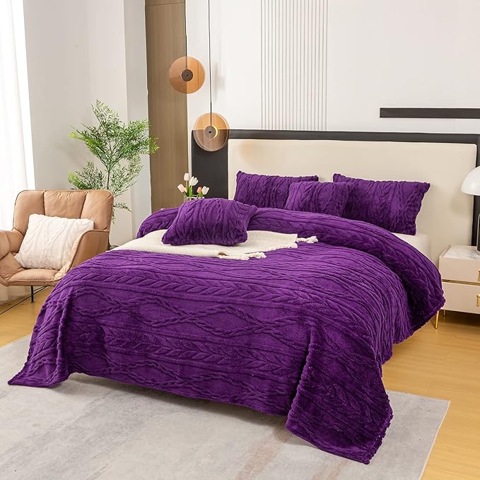YUSOKI Twin XL Blanket Single Layer,Weight(3.1lb),370GMS-3D Stylish Design for Gift Home Decor (Purple,65"x90")