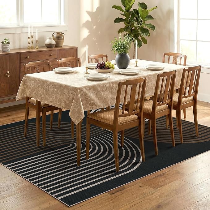 GarveeHome Modern Rainbow Easy Jute 4x6 Area Rug, Washable Rugs for Living Room Bedroom Kitchen Office, Non Slip Carpet for Entryway Backyard Sunroom