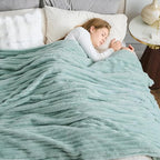 NEWCOSPLAY Super Soft Queen Blanket New Sage Green Premium Silky Flannel Fleece 3D Ribbed Jacquard Lightweight Bed Blanket All Season Use (New Sage Green Ribbed, Queen(90"x90"))