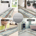 HEBE Anti Fatigue Kitchen Mat Set of 2 Non Slip Cushioned Kitchen Mats for Floor Waterproof Farmhouse Kitchen Rugs and Mats Set Comfort Standing Desk Mat Carpet for Sink,Office,Laundry