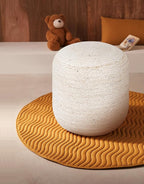 Palisa Ottoman Jute Pouf Handmade Knitted Poof Bean Bag Filling | Boho Pouffe for Living Room & Bedroom | Foot Rest Poufs for Office Home Decor (Off White, 16" D x 16" W x 18" H)