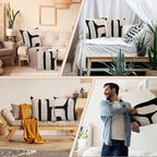Oudain 2 Pcs Black and White Tufted Pillow Covers Boho Chunky Geometric Decorative Throw Pillow Case 18 x 18 Inches Abstract Pillowcases for Bed Couch(White, Black, Classic Style)