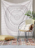 ANJANIYA Ombre Wall Hanging Bohemian Tapestry, Metallic Wall Art Bedspread, Psychedelic Hippie Mandala Dorm Décor for Hanging, Bedding, Beach Coverlet Curtain, Silver, 54"X60"