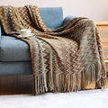Boho Bohemian Throw Blanket for Couch Sofa Bed, Soft Cozy Lightweight Boho Blankets Knitted with Tassel, Decorative Blanket All Season 50x60 inches (Yellow)
