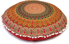 Large Round seat Floor Cushion Chair Ottoman Cover Pouf Pillow Meditation Floor Cushions for Adults Seating pouffe Ottoman Throw Covers Craft Room Furniture Sitting Cover 22 Inches Red Yellow