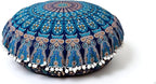 ICC Large Hippie Elephant Mandala Floor Pillow Cover - Cushion Cover - Pouf Cover Round Bohemian Yoga Decor Floor Cushion Case- 32" (Green Peacock)