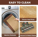 Kitchen Runner Rugs Non Slip Washable Anti Fatigue, Super Absorbent 0.4" Thick Cushioned Long Kitchen Mats for Floor, Jute-Look Sink Floor Mat Laundry Standing Mat, Easy Clean, Brown 17"x59"