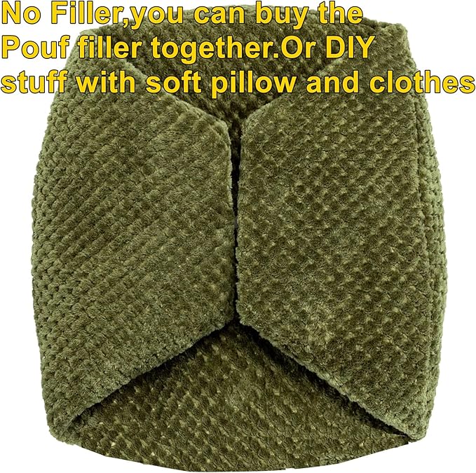 Asuprui Pouf Ottoman Unstuffed Ottoman Foot Rest No Filler Soft Faux Fur Foot Stool 20x20x12 Inches Fuzzy Chair Floor Pouf Chair with Storage for Living Room Bedroom Green