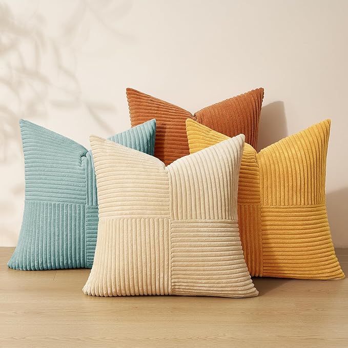 Topfinel Decorative Blue Throw Pillow Covers 22×22,Boho Pillow Covers Set of 4 Soft and Cozy Velvet Double-Sided Designs,Mix and Match for Couch Boho Farmhouse Fall Home Decor