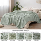 PHF 100% Cotton Muslin Blanket King Size 108"x90", 4-Layer Lightweight Gauze Throw, Breathable Cloud-Soft Minimalist Blanket for Bed, Couch, Camping & Baby, Sage Green, Ideal Gift