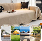 ROOMLIFE Khaki Couch Cover Sofa Covers, Chenille Couches Covers for 3 Cushion Sofas, Non Slip Soft Breathable Sofa Slipcovers for Pet, Washable Furniture Protector with Tassel,71''X134”