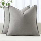 MIULEE Decorative Linen Pillow Covers 20x20 Inch Light Gray Boho Farmhouse Neutral Couch Throw Pillows for Bed Pack of 2 Accent Modern Pillowcase Sofa Livingroom Home Decor