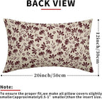 Burgundy Floral Pillow Covers 12x20 Set of 2 Vintage Rustic Old Style Cute Small Flower Cream Print Rectangle Decorative Outdoor Pillowcases Farmhouse Throw Cushion Case Couch Sofa Bed Decor