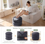 HIGOGOGO Pouf Ottoman Stuffed Round Modern Foam Filled Foot Rest Poufs 20 X 18 Inches Modular Ottomans Separated Into Floor Cushions for Living Room Chair Decorative Stool, Dark Grey