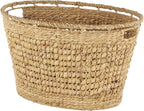 Deco 79 Seagrass Handmade Decorative and Functional Storage Basket Woven Oval Basket Organizer with Elevated Rim and Slot Handles, Basket for Storage 30" x 21" x 17", Brown