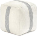 Anji Mountain Pouf Ottoman Foot Rest, Handmade Ottoman Pouf, Comfortable Foot Stool, Decorative Floor Seating for Living Room Decor, Bedroom & Home Décor Accent - Ash Stripe