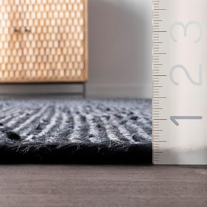 nuLOOM 2x10 Rigo Jute Hand Woven Area Rug, Navy, Solid Farmhouse Design, Natural Fiber, For Bedroom, Living Room, Dining Room, Hallway, Office, Kitchen, Entryway