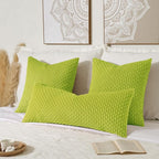 Kevin Textile 14x36 Inch Long Lumbar 1 Pack Boho Decorative Throw Pillow Cover Soft Striped Corduroy Rectangle Cushion Case Farmhouse Accent for Living Room Couch Sofa Bed, Spring Green