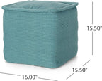 Great Deal Furniture Noble House Cadence Boho Yarn Pouf in Teal