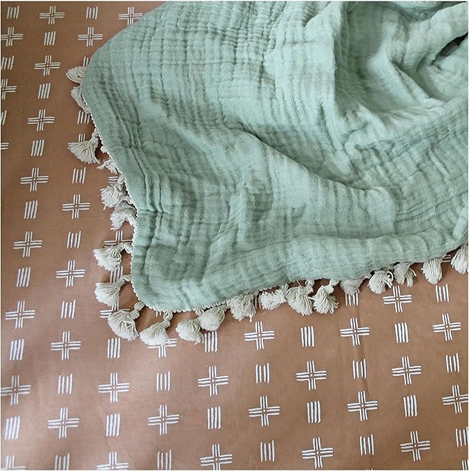 Crane Baby Muslin Swaddle Blanket, Soft Cotton Lightweight Nursery and Stroller Blanket for Baby Boys & Girls, Evergreen, 30" x 40"