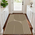 Outdoor Rug Easy Jute Rug 3x5 Entryway Porch Area Rug Indoor Foyer Outdoor Patio Door Mat Washable Non-Slip Low Pile Brown Rainbow Throw Carpet for Living Room Kitchen Bedroom Balcony Floor Mats