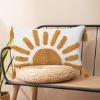 Adabana Boho Decorative Throw Pillow Covers 12x20 Lumbar Tufted Yellow Sun Sunshine Pillow Cover for Couch Bedroom Living Room Bed Sofa
