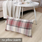 CARRIE HOME Red Tartan Plaid Christmas Lumbar Pillow Cover 12x20 Set of 2 Farmhouse Buffalo Plaid Red Striped Lumbar Throw Pillow Cover for Living Room Couch Sofa