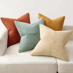 MIULEE Teal Orange Decorative Throw Pillow Covers 18x18 Inch Set of 4 Boho Corduroy Striped Cushion Cases Modern Farmhouse Patchwork Pillow Cases for Couch Sofa Bedroom Home Decor
