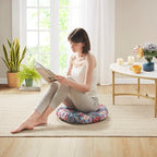 Codi Meditation Floor Pillow Set of 2, Boho Pillows Seating for Adults and Kids, Large Cushion for Yoga Living Room Tatami Sitting, Memory Foam Added, 22x22 Inch, Round Multi Patchwork