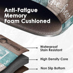 Arttown Farmhouse Anti-Fatigue Kitchen Rug Set of 2 Brown Teal Home Sweet Wood Vintage Cushioned Floor Standing Mat Waterproof Non-Slip Kitchen Mat and PVC Ergonomic Comfort Foam Rug