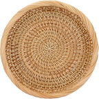 Hipiwe Small Woven Wicker Basket - 7.6" Round Entryway Organizer for Keys, Wallet, Cell Phone & Snacks