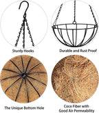 Kingbuy 8" Metal Hanging Plant Baskets with Coconut Liner (2 Pack) - Farmhouse Wire Planters Flower Pots for Plants Ferns Indoor Outdoor Balcony Patio Garden Decoration