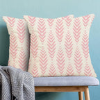 BETGINY Boho Pillow Covers 20 x 20 Inch Pack of 2, Pink Bohemian Ethnic Herringbone Pattern Decorative Throw Pillow Covers Vintage Linen Farmhouse Outdoor Pillowcase for Bedroom Home Sofa Decor