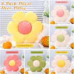 Coume 6 Pcs Flower Floor Pillows - 16 Inch Daisy Throw Pillows Cute Flower Decorative Floor Seat Cushions for Bedroom Home Sofa Chair Couch Decor(Yellow, Pink, Green with White Core)