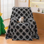 Reversible Couch Cover Blanket, Christmas Couch Covers, Chenille Sofa Cover Blanket, Christmas Sofas Covers Washable, 71"×71" Sofas Protector for Recliner & Chair (1PC, Black, Single Seater)