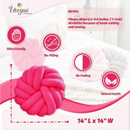 Uvvyui Knot Pillows, 14 Inch Decorative Throw Pillows Round Pillows Cushion, Soft Handmade Knotted Ball Pillow Plush Cushion Home Decor for Bed Couch Living Room (Rose Red, 14 Inch)