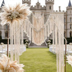 Boho Chic Macrame Curtain & Macrame Arch Bohemian Macrame Wedding Backdrop Decor Home Geometric Fiber Art Decor 59''W*78''L