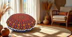 CRAFT KALA 22" Mandala Meditation Floor Pillows Pouf Cover Round Seating Bohemian Mandala Cotton Floor Cushion Cover Outdoor Fireplace Seating Living Room Yoga Room Home Décor Multi Elephant Camel