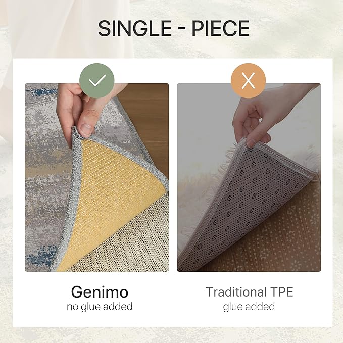 GENIMO No Crease Non Slip 6x9 Area Rugs for Living Room, Craft Woven Modern Rug, Soft Floor Carpet, Single-Piece Rugs for Bedroom, Dining Room, Office, Blue